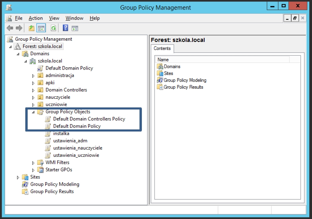 Group policy objects